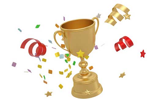彩带与冠军奖杯