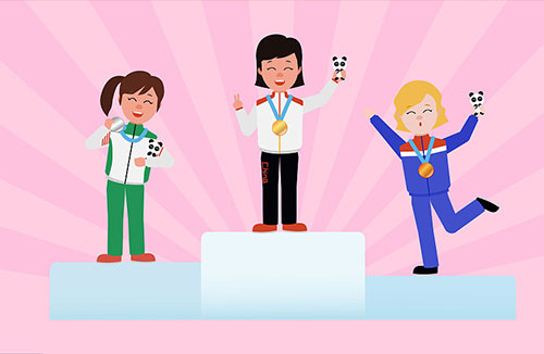 女运动员领奖