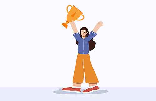 举着奖杯的女子